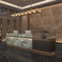 Comptoir d'accueil de luxe minimaliste moderne pour entreprise, réception, centre de santé hôtelier, caisse enregistreuse, salon de beauté, bar