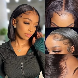 Peluca de Pelo Falso Bobo Bob, Conjunto de Pelo de Encaje Frontal, Gorro Pequeño, Transparente, Generación de Encaje, Fábrica de Pelucas de Mano, Superventas, 1, 2, 2, 1, 2, 2 - Product Image 2