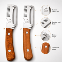 Professionele 3-in-1 roestvrijstalen groentejulienne-schiller met ergonomische houten handgreep OEM