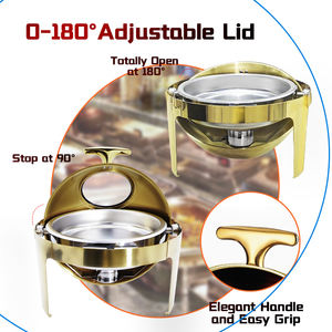 DaoSheng Luxury Golden Display Calentadores de comida con ventana para restaurante Chafing Dish Buffet Set Estufa de buffet de acero inoxidable - Product Image 4