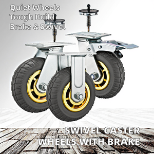 4/<span class=keywords><strong>5</strong></span>/6/8 Polegadas Roda Giratória Superior Direção Elástica De Borracha Castor Wheel Brake Feita PU Poliuretano Nylon Aço para Carrinho - Product Image 4