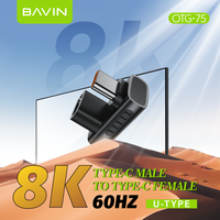 BAVIN OTG75 240W 40Gbps 8K 60Hz Tipe c laki-laki untuk Tipe c perempuan USB 4.0 adaptor konverter pembaca kartu ke Adapter Otg