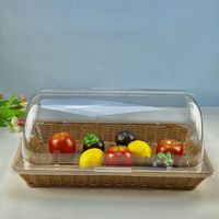 Panier à pain en plastique PP avec couvercle en PC, fournitures pour restaurants et hôtels, panier à pain rectangulaire pliable avec couvercle