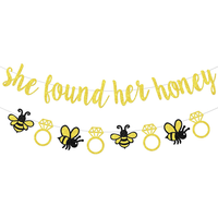 Décorations de douche nuptiale sur le thème des abeilles - Bannière 'Elle a trouvé son miel', Guirlande d'anneaux en forme de diamant avec abeilles pour mariage, décorations de fête prénuptiale