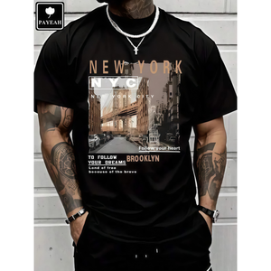 Camiseta de Hombre al por Mayor, Personalizada, Vintage, 100% Algodón, Ecológica, Transpirable, Tallas Grandes, con Impresión por Transferencia de Calor - Product Image 3