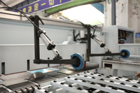 Scie à commande numérique automatique à quatre côtés MA-NP280M pour portes en bois, ligne de scie à carrer les portes CNC haute vitesse
