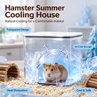 Maison de refroidissement pour hamster en plastique, abri pour hamster doré, nid de sommeil, habitat, article de décoration, cabane de refroidissement estivale avec dessus transparent