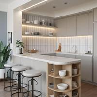 Cuisine modulaire automatique de style européen moderne, armoires en acier inoxydable, plan de travail en granit pour villas de restauration - Ignifuge