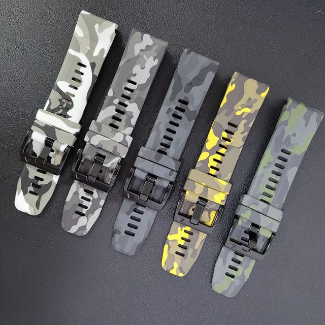 Compatible for Garmin Replacement Camouflage Silicone Watch Strap 22mm 26mm