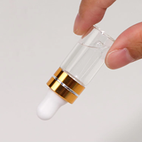 Botol Tetes Kaca Bening Mewah 3ml dengan Tutup Emas, Botol Sampel Mini untuk Minyak Esensial, Cairan Kosmetik, Perjalanan