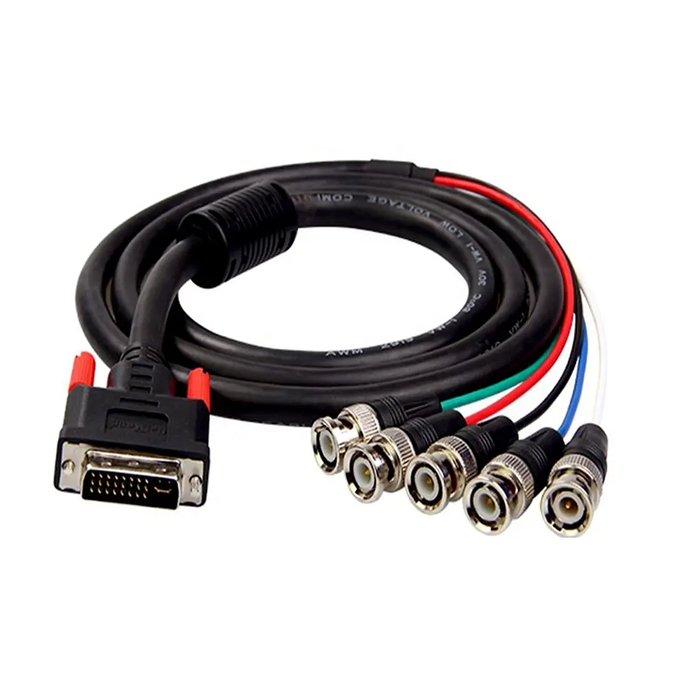 Customized Audio Dvi Male To 5 Bnc Male Adapter Dvi 24+5 Male/Female To 5 BNC Audio Cable