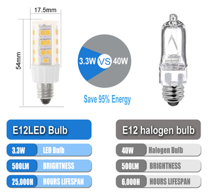 <b>E12</b> LED Corn <b>Bulb</b> 3.3W 2700K-6000K Smd 2835 Ceramic Base AC 120V For Hotel Indoor Use Dimmable <b>E12</b> LED <b>Bulb</b> - Product Image 3