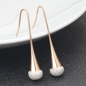 Pendientes colgantes con forma de gota de agua, de acero inoxidable, 40 mm, dos tonos, pendientes de moda para mujer, accesorios de joyería. - Product Image 4