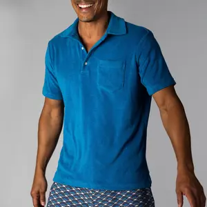 Oem 100% Baumwolle schlichte Frottee Polos hirt T-Shirts benutzer definierte Logo Französisch Terry Baumwolle T-Shirt für Männer