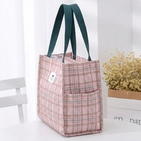 Sac fourre-tout imperméable à motif écossais floral, capacité moyenne, doublure TC, taille personnalisée pour les trajets quotidiens et les repas.