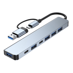 Estación de acoplamiento de aluminio portátil 7 en 1 con interfaces de concentrador de carga tipo C/USB 3,0 Paquete de caja de stock de transferencia de datos - Product Image 2