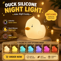 Veilleuse tactile en silicone personnalisée en forme de canard, petite lampe de nuit USB rechargeable, sensation animale douce et apaisante