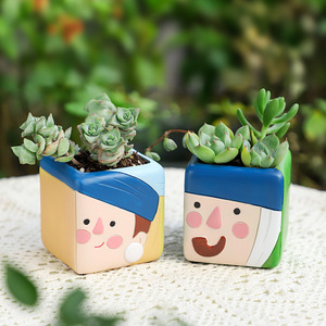 Van Gogh Retro Art Mini Pot <span class=keywords><strong>de</strong></span> fleur <span class=keywords><strong>de</strong></span> bureau Style classique Résine Charnue <span class=keywords><strong>Jardin</strong></span> Design Matériel numérique Pots <span class=keywords><strong>de</strong></span> fleurs Jardinières - Product Image 1