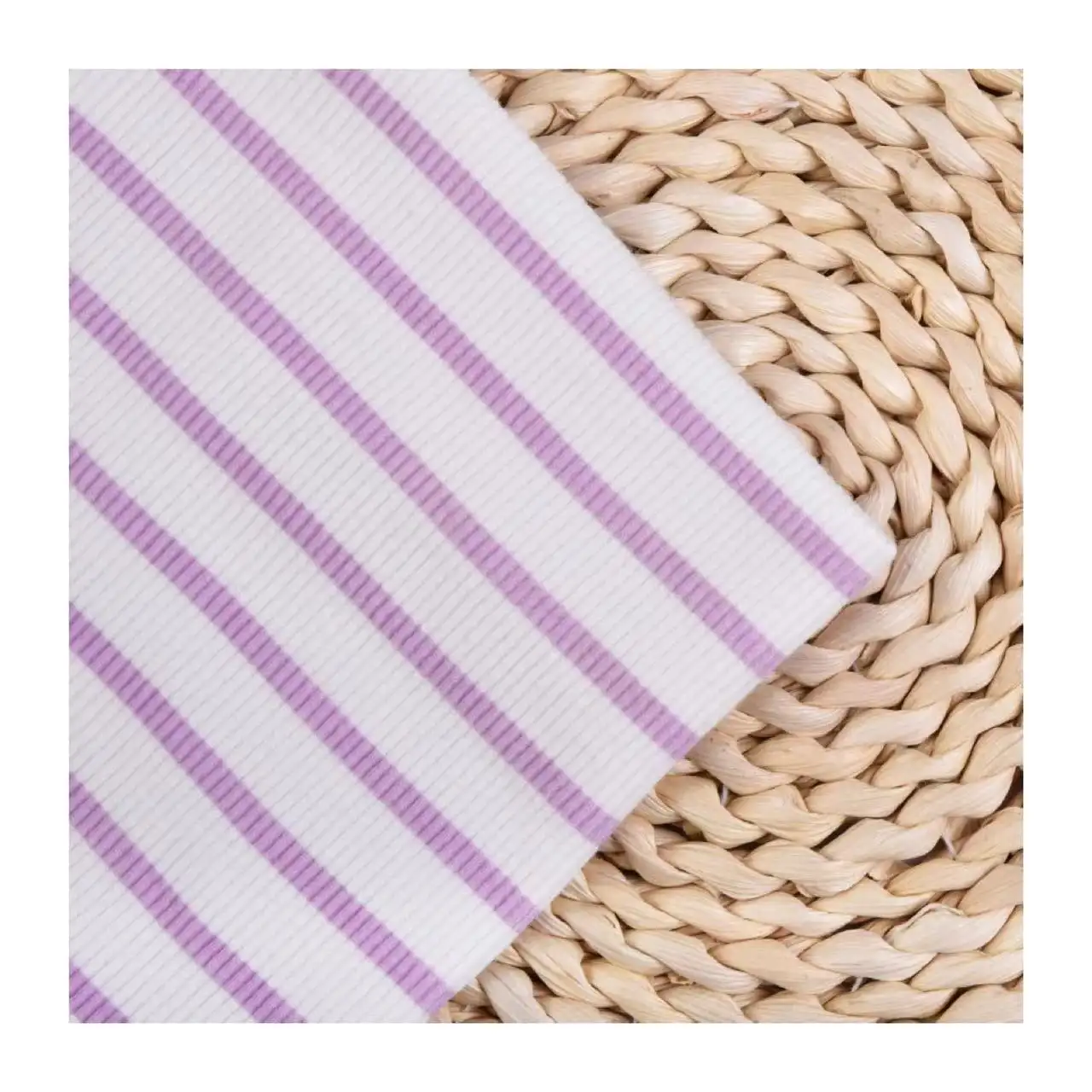 Tissu tricoté de vêtements décontractés à rayures côtelées imprimé en stock direct des fabricants