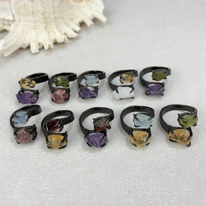 Đồ trang sức độc đáo hai màu đá quý vòng sang trọng hỗn hợp đá quý đá Cuff nhẫn có thể điều chỉnh thiết kế vòng thạch anh tím <span class=keywords><strong>Ruby</strong></span> cho mùa hè - Product Image 6