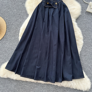 Vestido Vintage con Cuello en V y Botones Metálicos - Vestido sin Mangas Elegante <span class=keywords><strong>de</strong></span> Mezclilla para <span class=keywords><strong>Mujer</strong></span>, <span class=keywords><strong>Vestidos</strong></span> Casuales para <span class=keywords><strong>Mujer</strong></span> - Product Image 4