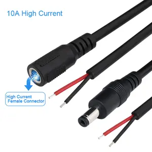 custom lockable dc 12v 5.5x2.5mm 5.5*2.1 female male dc 24v power supply cord splitter plug extension jack cable 20v