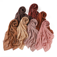 Hijab en mousseline de soie couleur unie avec perles, strass numériques thermocollants, long châle léger pour femmes musulmanes, foulard Shayla en polyester