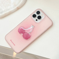 Coque de téléphone 3D Cherry Slim TPU transparente mate Design rose esthétique pour femmes adolescentes pour iPhone 12 coques de téléphone