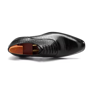 Chaussures Oxford à lacets en cuir véritable à motifs pour hommes, semelle intermédiaire en caoutchouc, toutes saisons, style britannique, décontractées, pour témoin de mariage - Product Image 5
