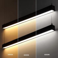 Suspension LED rectangulaire moderne en aluminium pour table de billard et salle de billard, intensité variable, CRI 90 élevé