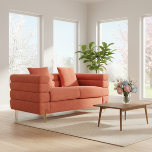 <span class=keywords><strong>Canapé</strong></span> <span class=keywords><strong>2</strong></span> <span class=keywords><strong>places</strong></span> OULUO en terre cuite moderne - <span class=keywords><strong>Canapé</strong></span> de salon élégant et minimaliste avec pieds en métal doré - Product Image 4