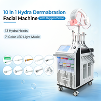 Nouvel appareil professionnel 10 en 1 d'hydrodermabrasion, jet d'oxygène, peeling hydra, machine de beauté faciale avec dôme à oxygène