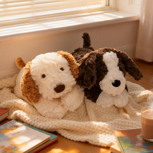 Peluche lestée personnalisable OEM/ODM pour <span class=keywords><strong>chien</strong></span> marron et blanc - Couleurs et motifs personnalisables, chiot en peluche personnalisé pour cadeaux - Product Image 4