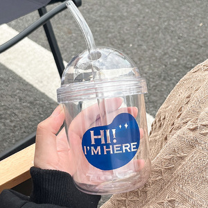 Bobo Cup With Straw And Lid Clear Plastic Drinkware For Girls Travel Use - Product Image 1