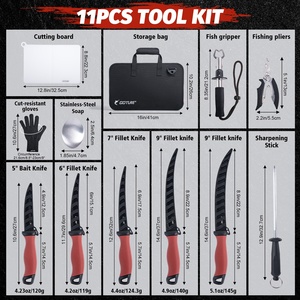 Kit complet d'outils <span class=keywords><strong>de</strong></span> pêche avec couteau à filet Pince en acier inoxydable et étui Oxford 600D pour le nettoyage du poisson - Product Image 2