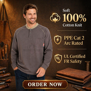 Vêtements de travail en gros, chemise Henry, uniforme <span class=keywords><strong>industriel</strong></span> antistatique, vêtements de sécurité ignifuges FRC - Product Image 1