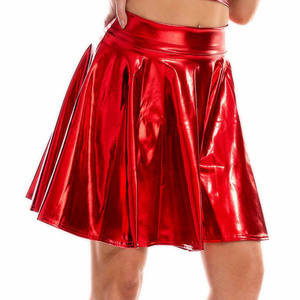 Zomer Sexy Laser Hoge Taille Mini Pu Leren Rok Club Party Dance Glanzende Holografische Rokken Harajuku Jk Metallic Geplooide Rokken - Product Image 3