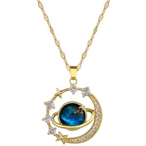 Collier ras du cou élégant en alliage pour femme, design rétro européen et américain, motif planète <span class=keywords><strong>des</strong></span> rêves, pendentif ciel étoilé, tendance transfrontalière - Product Image 5