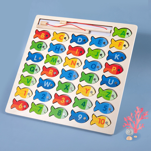 Gỗ ABC Cá Câu đố trò chơi câu cá giáo dục cho trẻ mới biết đi 3-5 tuổi vui vẻ Bảng chữ cái đếm và bắt - Product Image 1