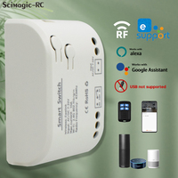 Módulo de Relé WiFi Inteligente Ewelink de 1 Canal, 7-32V DC, 433MHz, Control Remoto por Voz con Alexa para Abridor de Puerta de Garaje, 10A Corriente Máxima, Sin USB