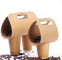Porte-gobelet en papier jetable écologique, porte-gobelet en carton avec poignée
