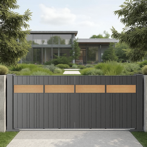 Portail battant moderne Qifan, enduit de poudre, durable, pour villa, commande manuelle, en métal noir - Product Image 6