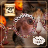 Lunettes de soleil pour chien pour fête d'Halloween, faites à la main, en plastique écologique, avec montures rondes, accessoires photo tendance