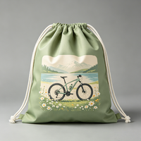 Sacs cadeaux en toile naturelle recyclable à cordon, imprimés sur mesure avec des dessins animés simples, vente en gros, sacs de rangement multi-usages pour petits objets
