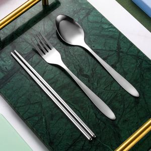Hot Sales Stainless Steel Portable Tableware Cutlery Fork Spoon Chopsticks 3pcs Flatware Dinnerware Silverware Set With <b>Gift</b> <b>Box</b> - Product Image 6