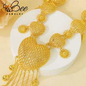 Classic Indonesian 24K Gold Plated Color <b>Jewelry</b> <b>Set</b> Algeria <b>Bridal</b> Wedding Long Tassel Necklace Earring Ring 3pcs <b>Set</b> - Product Image 3