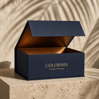 Boîtes rigides noires pliables en carton kraft magnétique avec logo personnalisé de luxe pour emballage cadeau