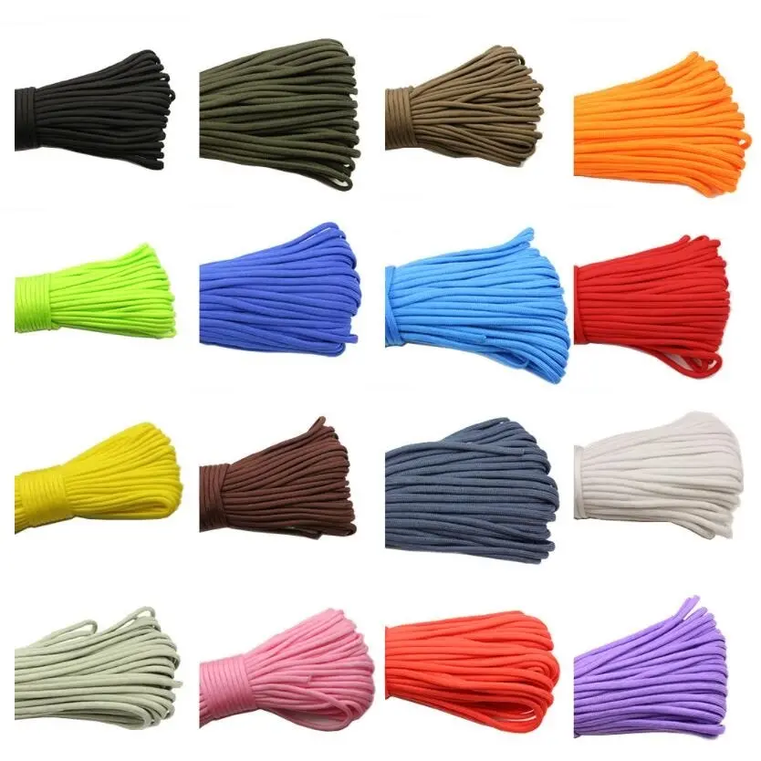 100 Feet apack 4mm Thick 7 Spools Outdoor Polyester 550 Parachute Cord