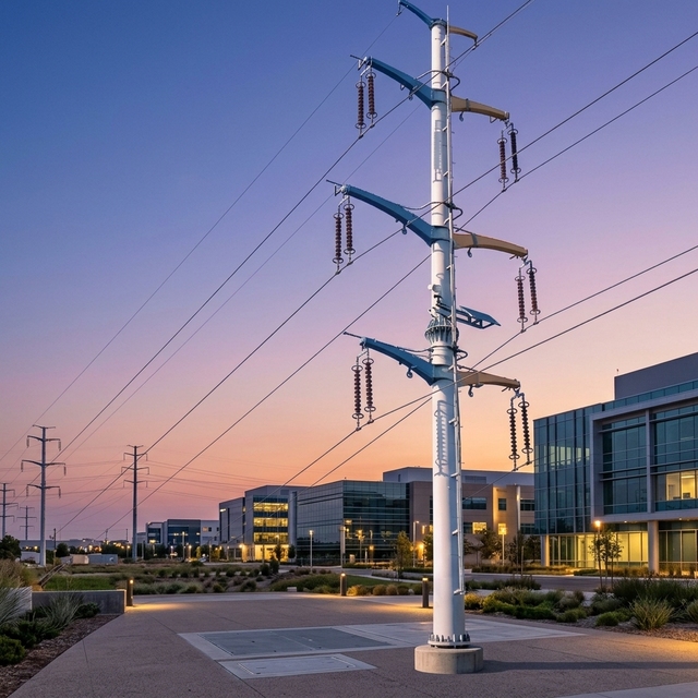 35kV Galvanized Carbon Steel Utility Pole - Q235B Q355B Hot Dip Galvanized Distribution Monopole - Electric Power Pylon