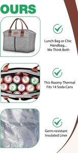 Sacs à lunch pour femmes, sac isotherme pour le déjeuner, sac à lunch durable de grande taille pour le bureau - Product Image 4